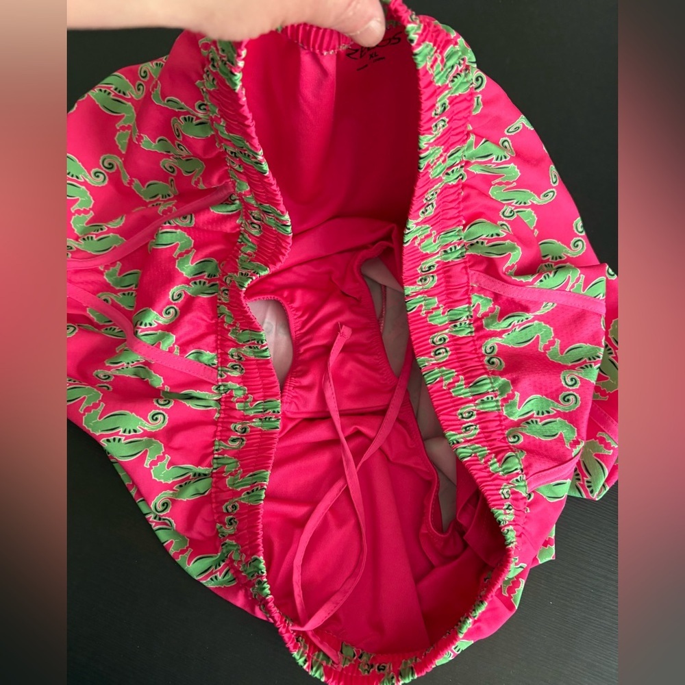 Zelos Bright Pink Shorts with Green Seahorses Women’s Size XL EUC - Picture 4 of 6